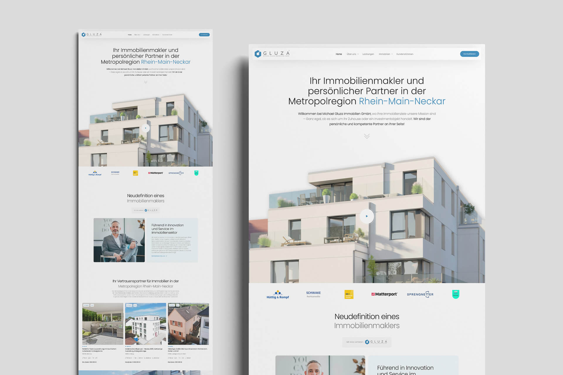 Neue Website von Michael Gluza Immobilien – moderner Online-Auftritt für Premium-Immobilienmakler in Rhein-Main-Neckar